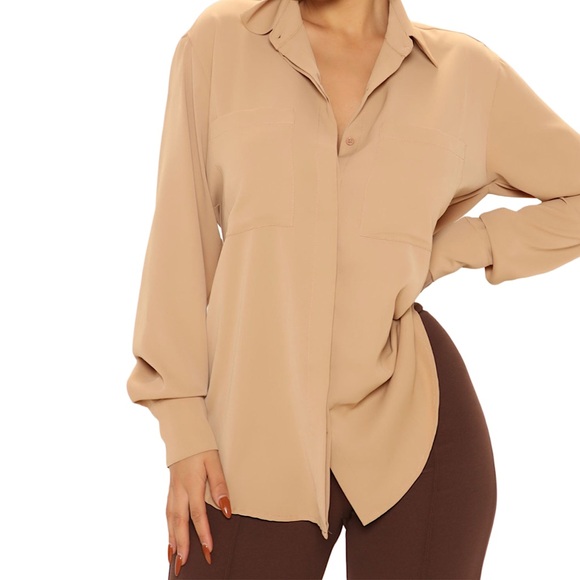Basic Button-Up in Camel - Picture 2 of 4